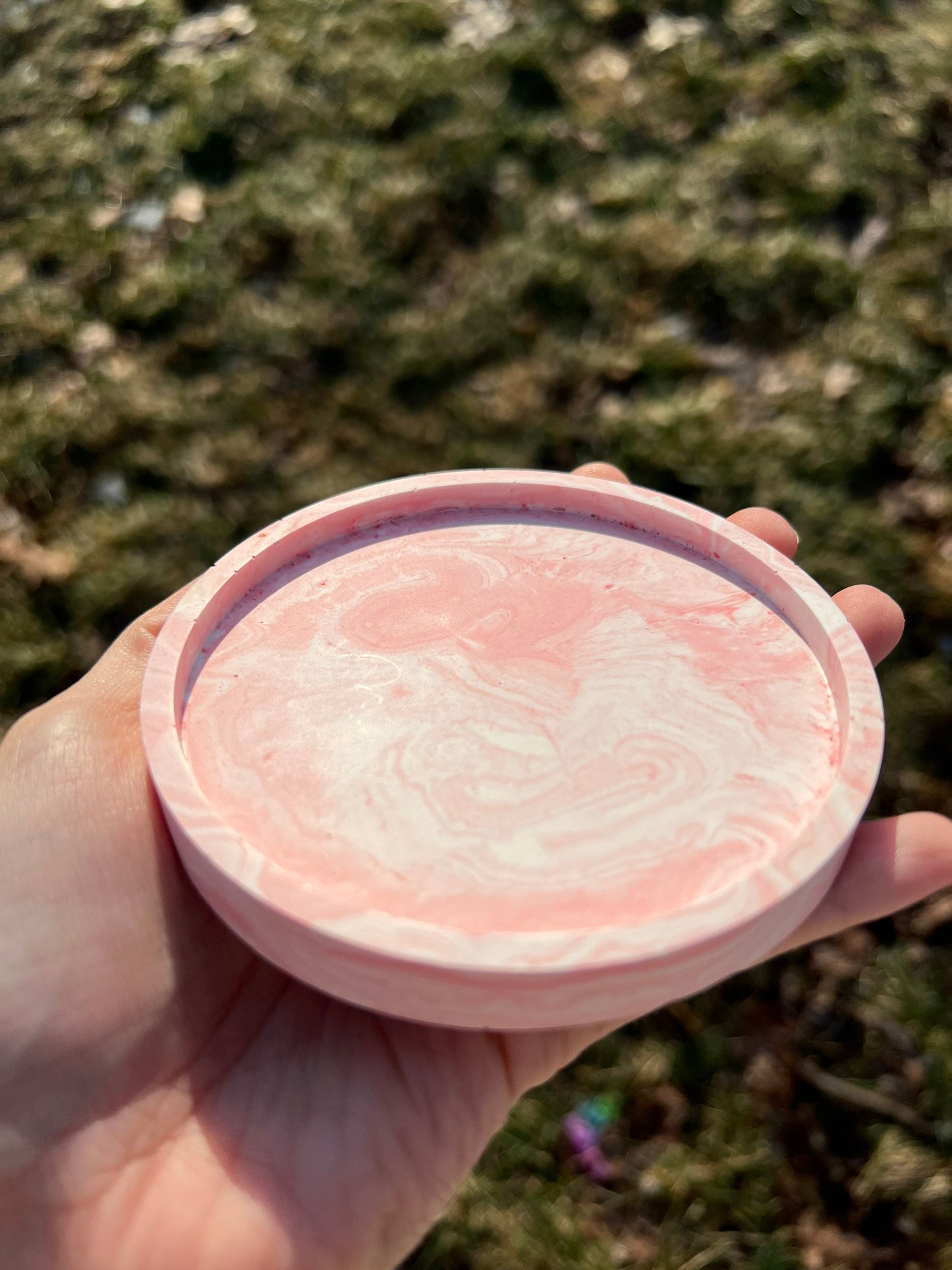 Round Red Marble Coaster Trinket tray Jewelry dish